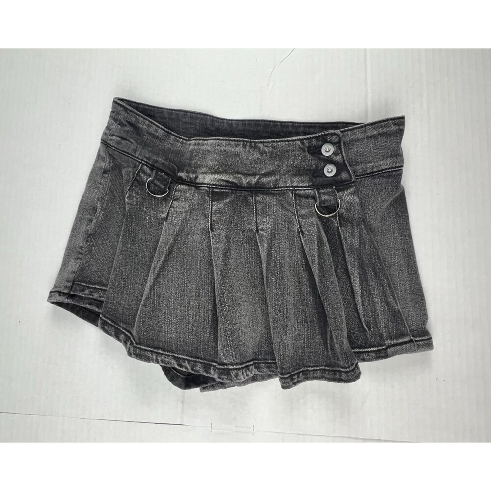 Social Collision Denim Skort Size M Faded Gray Y2K Pleat Grunge Punk
